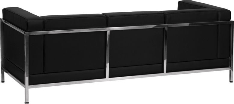 Imagination Series Contemporary Black Leather Soft Sofa With Encasing Frame   Contemporary   Sofas   by Homesquare  Houzz