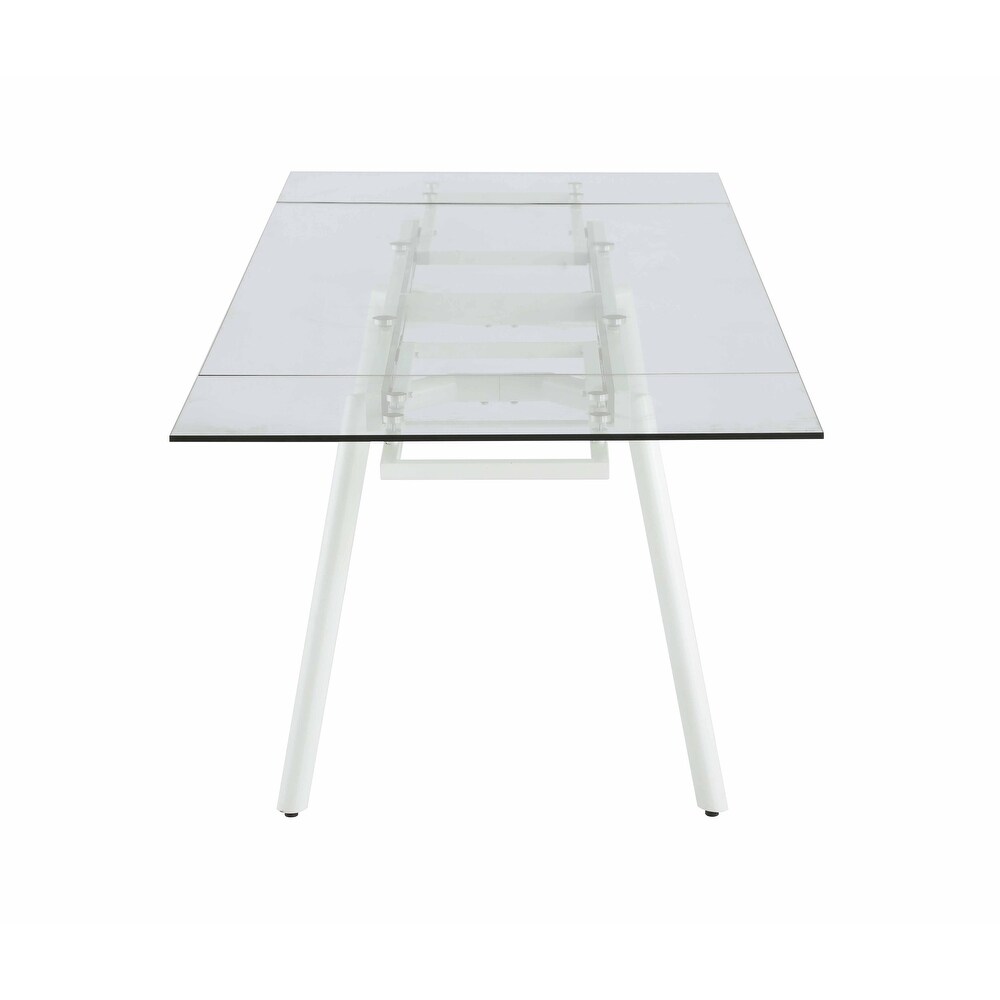 Somette Contemporary Dining Set with Extendable Glass Table