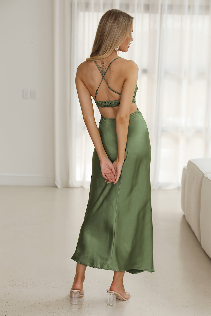 Grandest Entrance Maxi Dress OLIVE GREEN