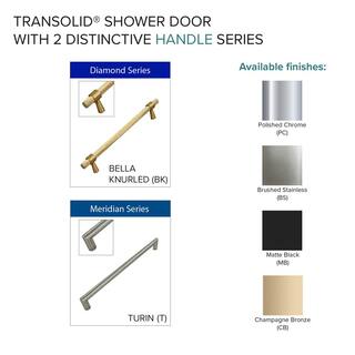 Transolid Elizabeth 56 in. W x 76 in. H Hinged Frameless Shower Door in Matte Black with Clear Glass EHTB555257610C-BK-MB