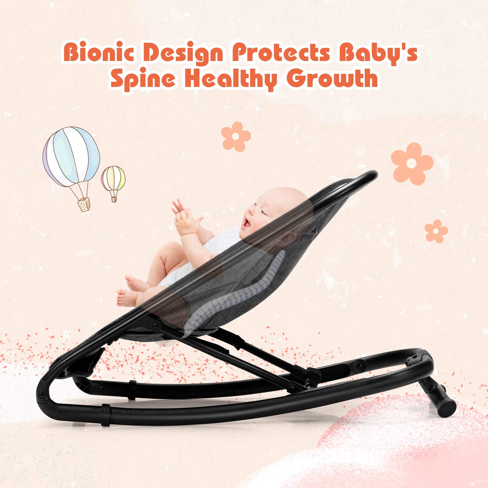 BABY JOY 2 in 1 Baby Rocker, Portable Baby Bouncer Seat w/ 2 Adjustable Recline Positions