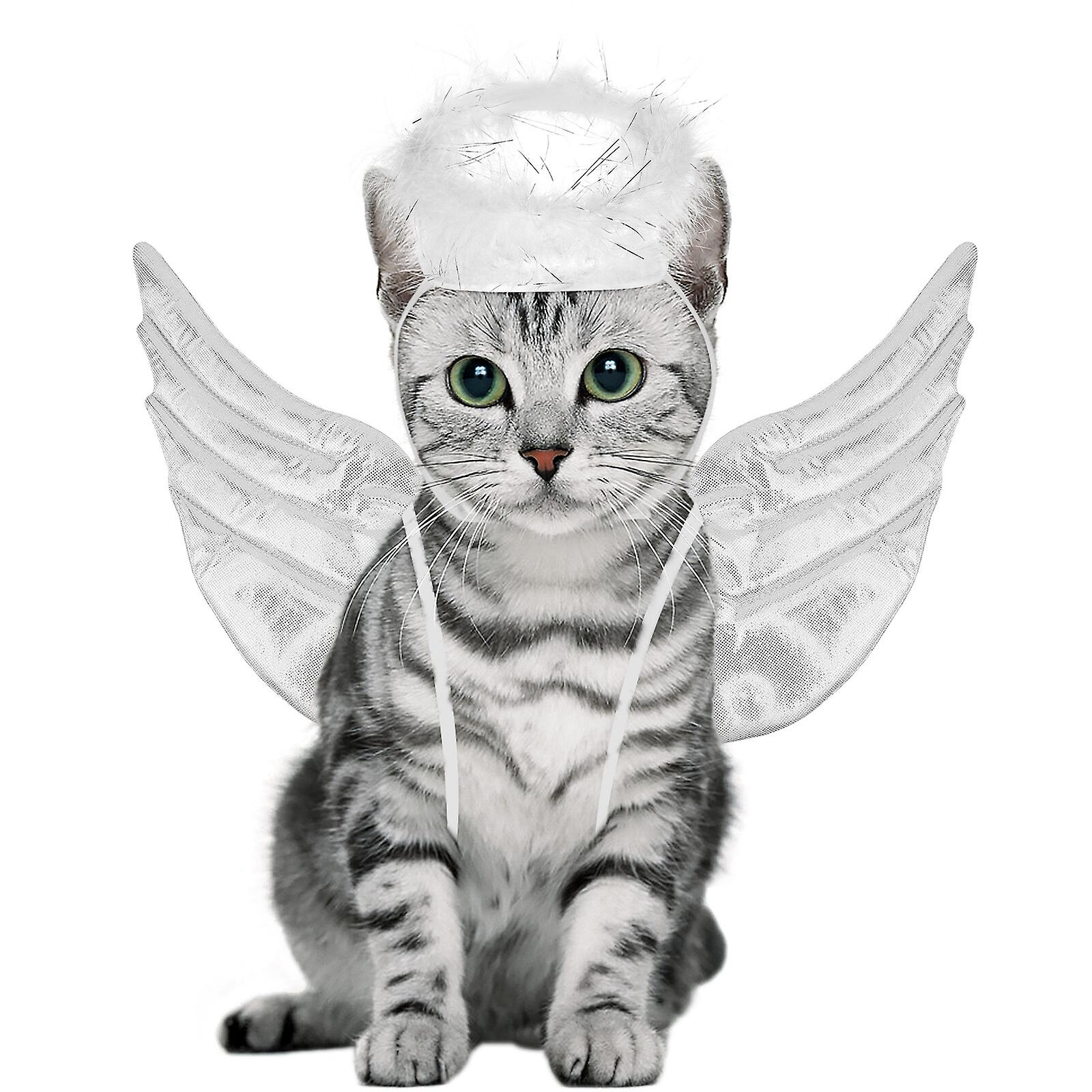 Popetpop Halloween Angel Wings Shape Pet Costume Pet Makeover Clothes Fancy Cosplay Costume Pet Clothes Supplies For Cat Pet (white)