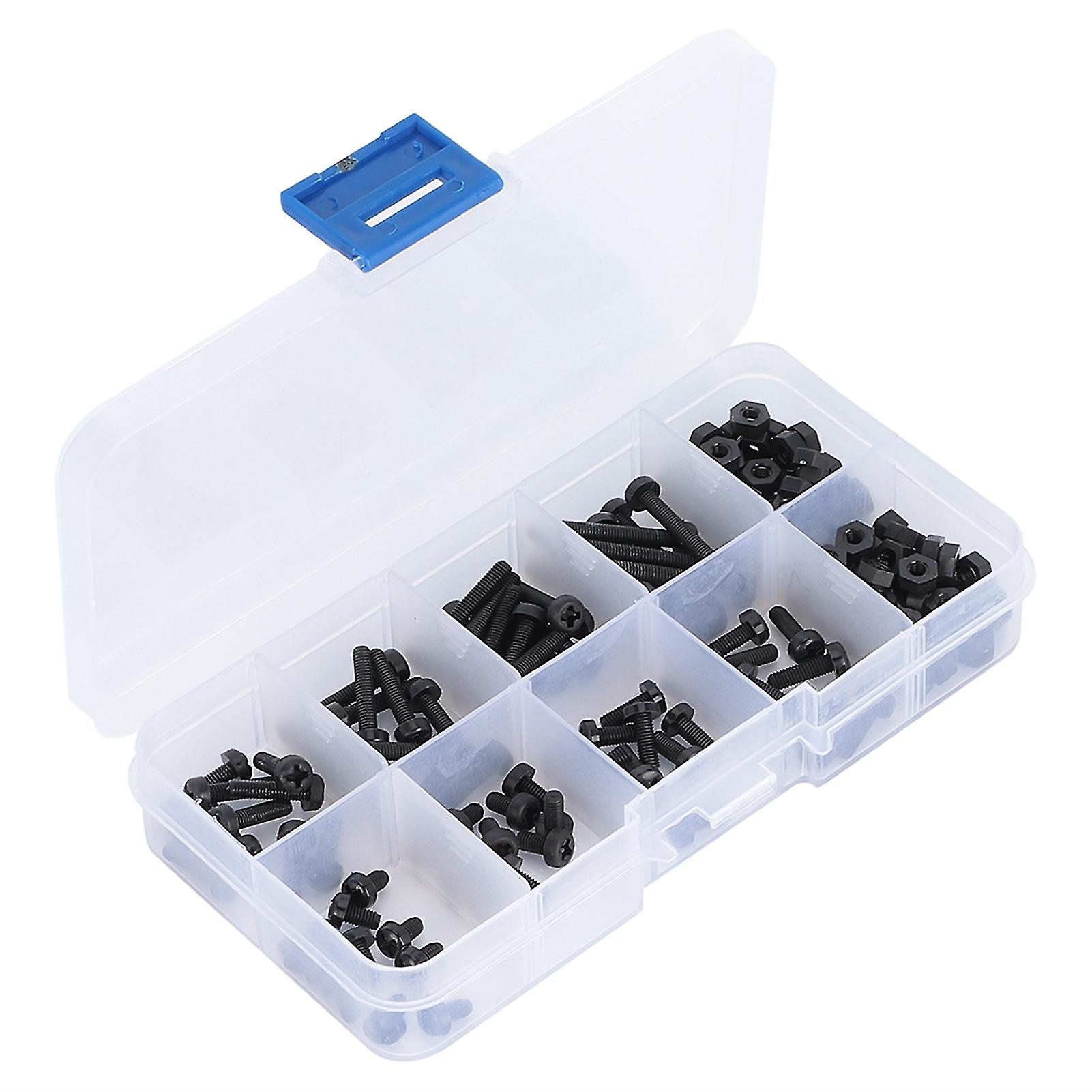 160Pcs Plastic Screw Nut Set Nylon Cross Screw Hex Nut Fasteners Hardware Tool M3