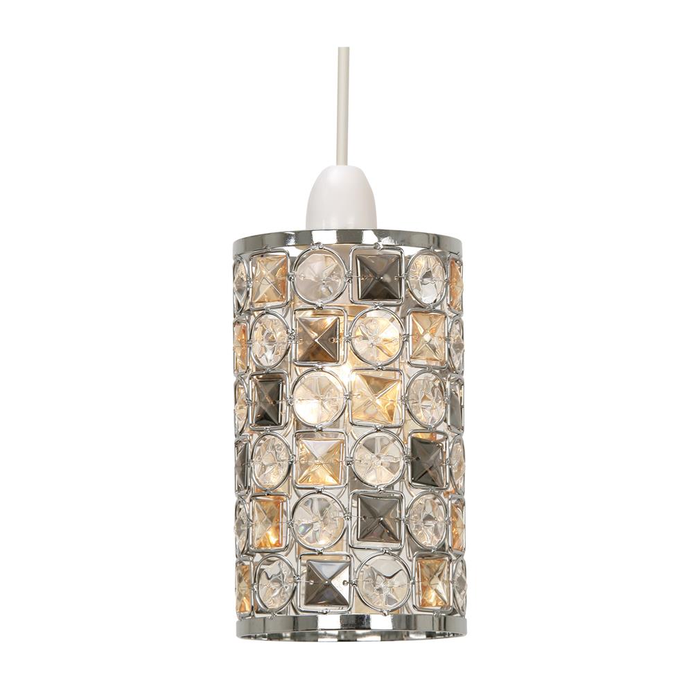 Oaks 3361 SM Davoli Chrome & Multicolour Beaded None Electric Cylindrical Shade 11cm