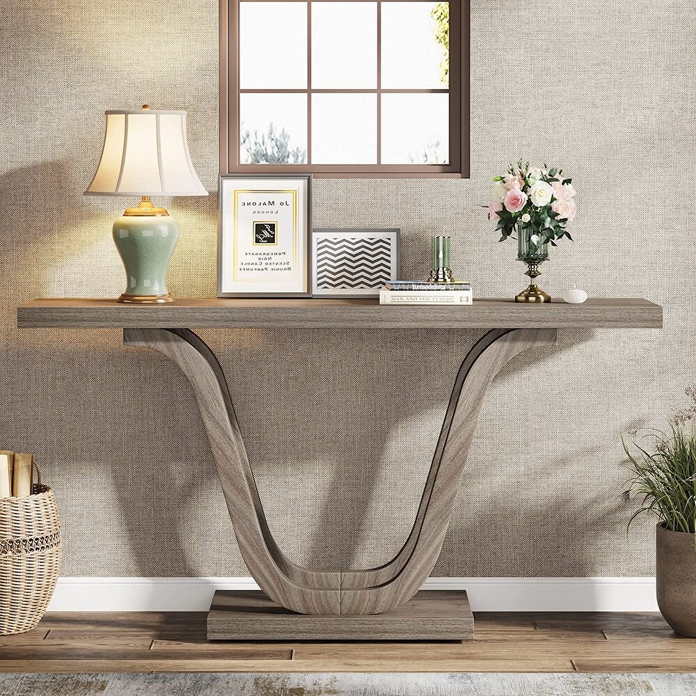 55 Inch Farmhouse Console Table  Narrow Hallway Tables for Entryway