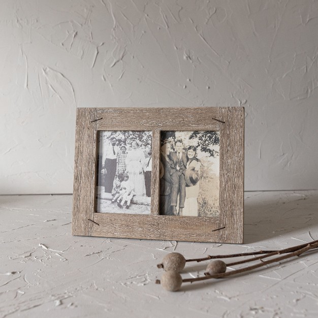 5x7 Inch 2 Photo Weathered Picture Frame Wood Mdf amp Glass By Foreside Home amp Garden