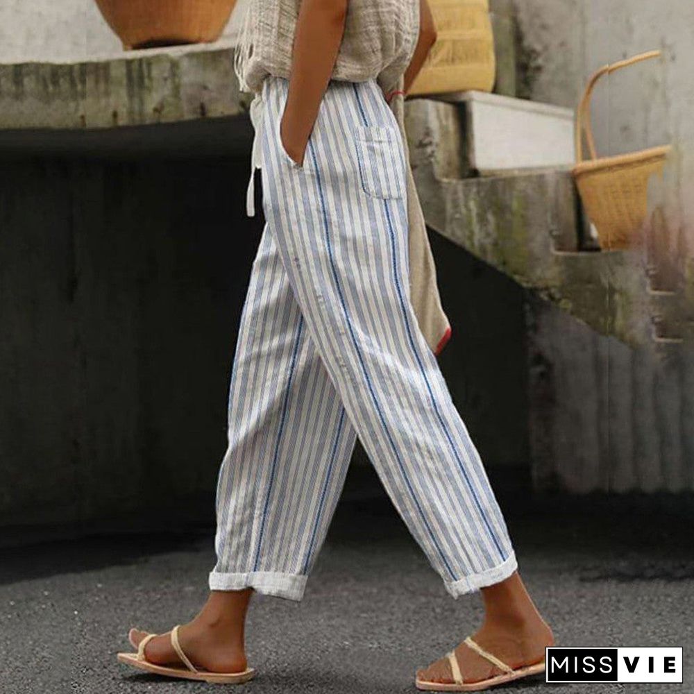 Chic Side Pocket Print Pants