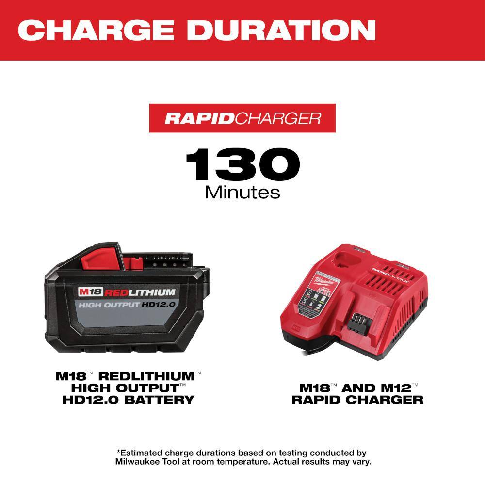 MW M18 18-Volt Lithium-Ion High Output Battery Pack 12.0 Ah and Rapid Charger Starter Kit 48-59-1200