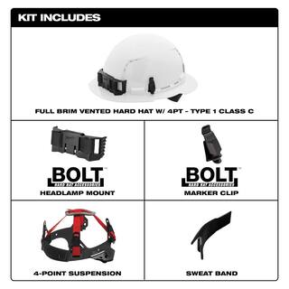 MW BOLT Black Type 1 Class C Full Brim Vented Hard Hat with 4-Point Ratcheting Suspension 48-73-1211