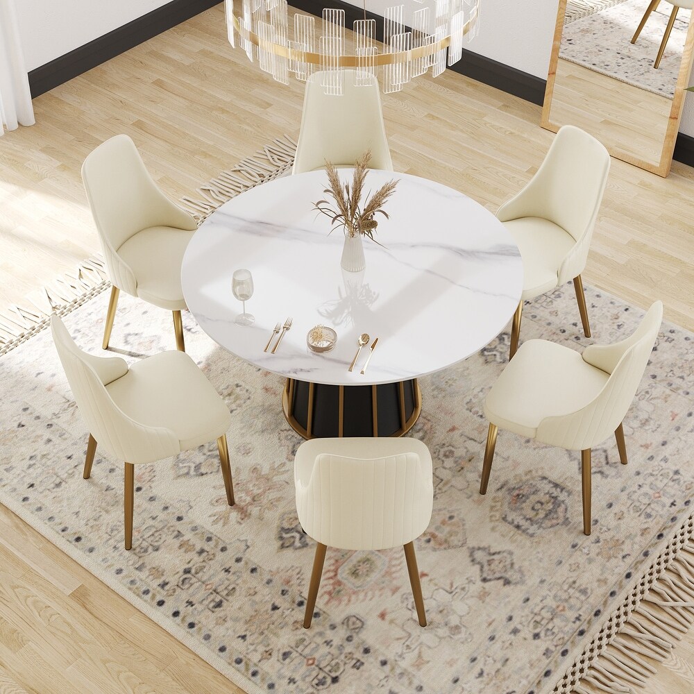 Round Metal Pedestal Dining Table Round Sintered Stone Table.