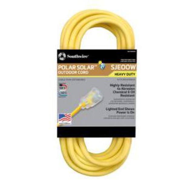 Southwire 100 ft. 123 SJEOW Outdoor Heavy-Duty T-Prene Extension Cord with Power Light Plug 1689SW0002