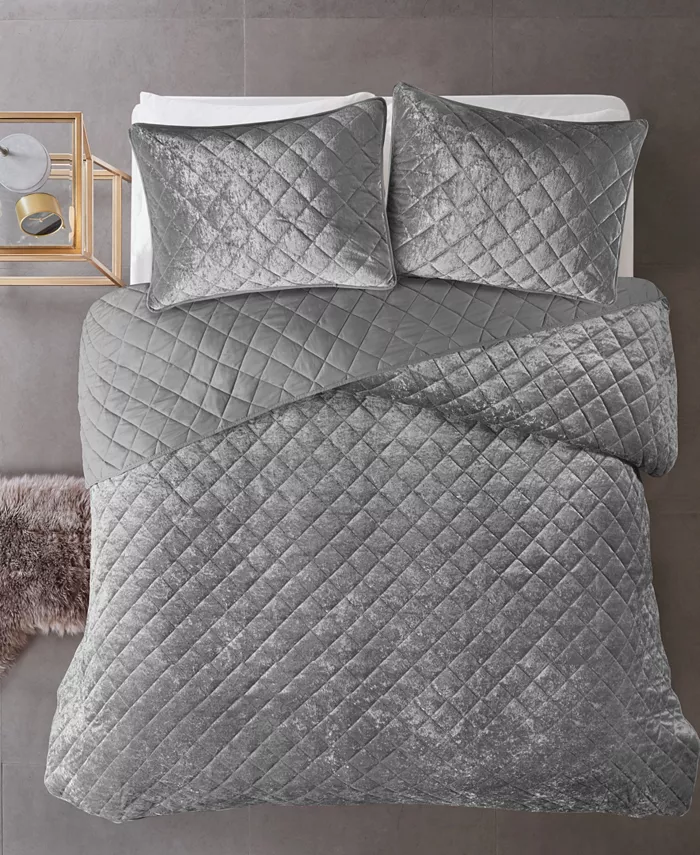 Intelligent Design Felicia Velvet Quilted 3-Piece Quilt Set， Twin Twin XL