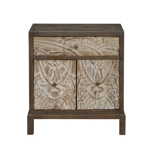 Knight 1 Drawer 2 Door Cabinet Weathered Natural brown Treasure Trove Accents