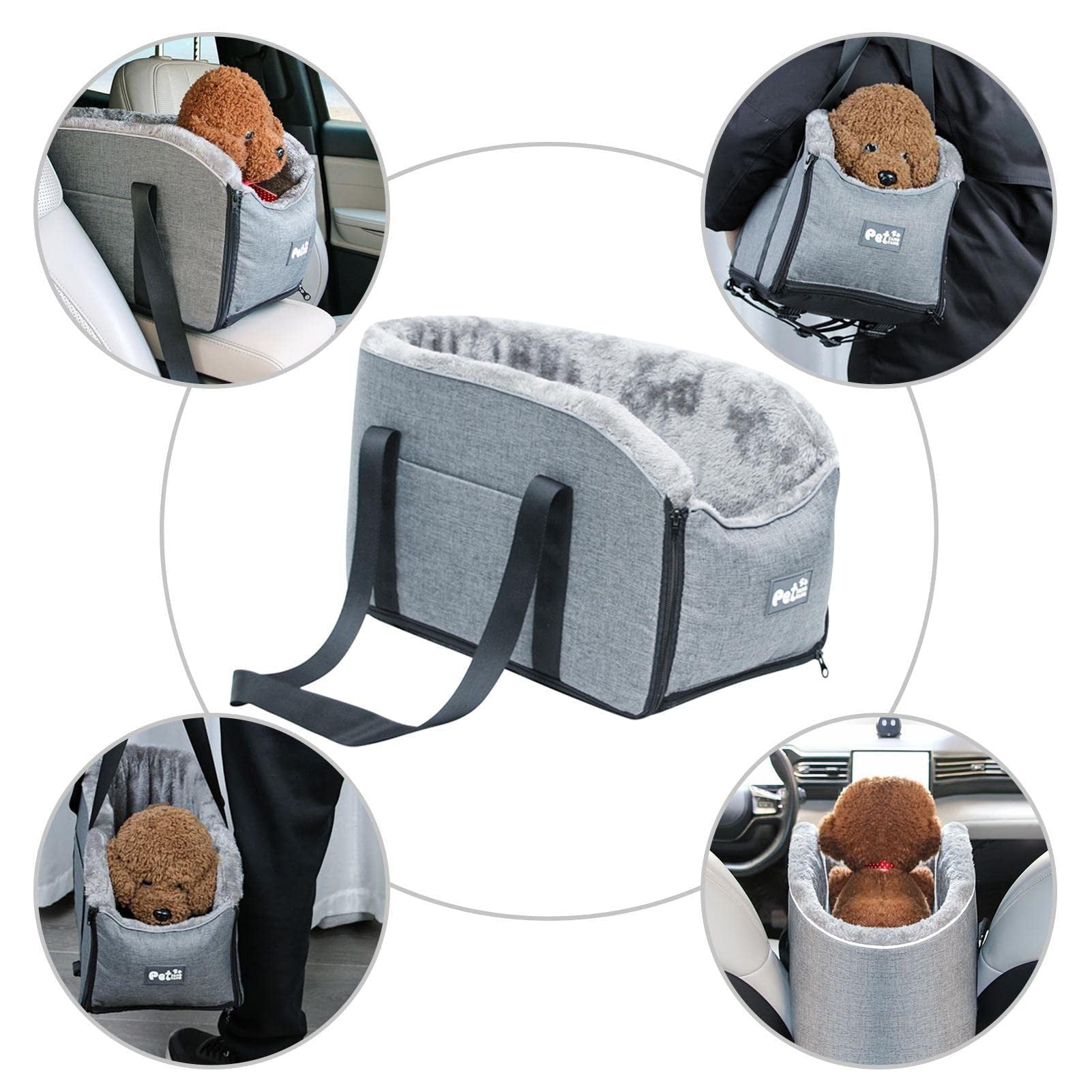 Center Console Car Dog Seat， Dog Car Booster Seat， Armrest Small Dog Car Travel Seat， Portable Travel Bags for Dogs Cats， Washable Dog Cat Booster Seat On Car Armrest