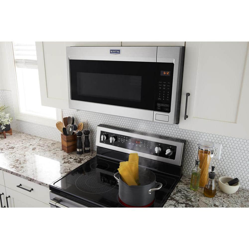 Maytag 17 cu ft Over the Range Microwave with Stainless Steel Cavity in Fingerprint Resistant Stainless Steel