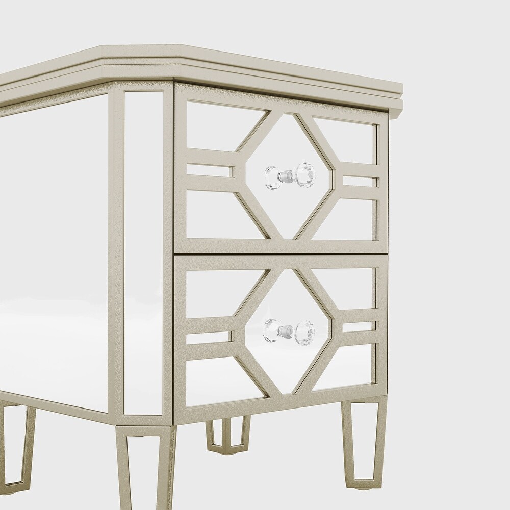 Mirrored 2 Drawer Nightstand