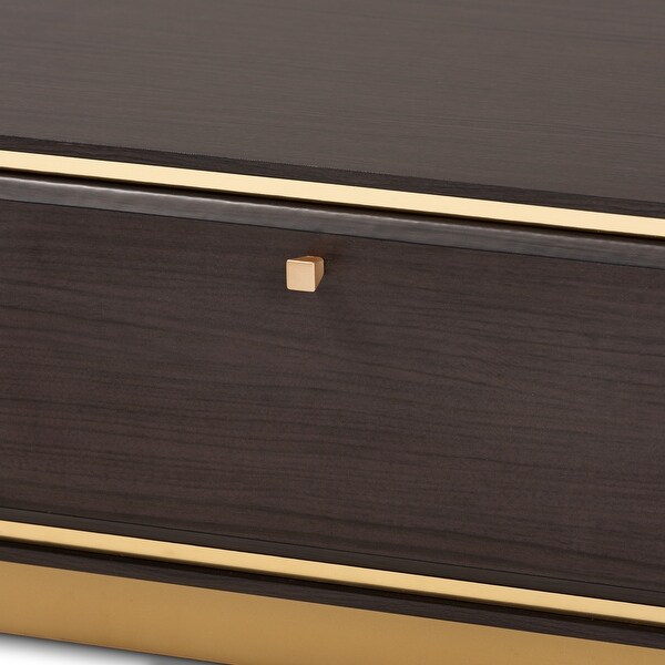 Cormac Transitional Wood and Metal 2-Drawer Coffee Table