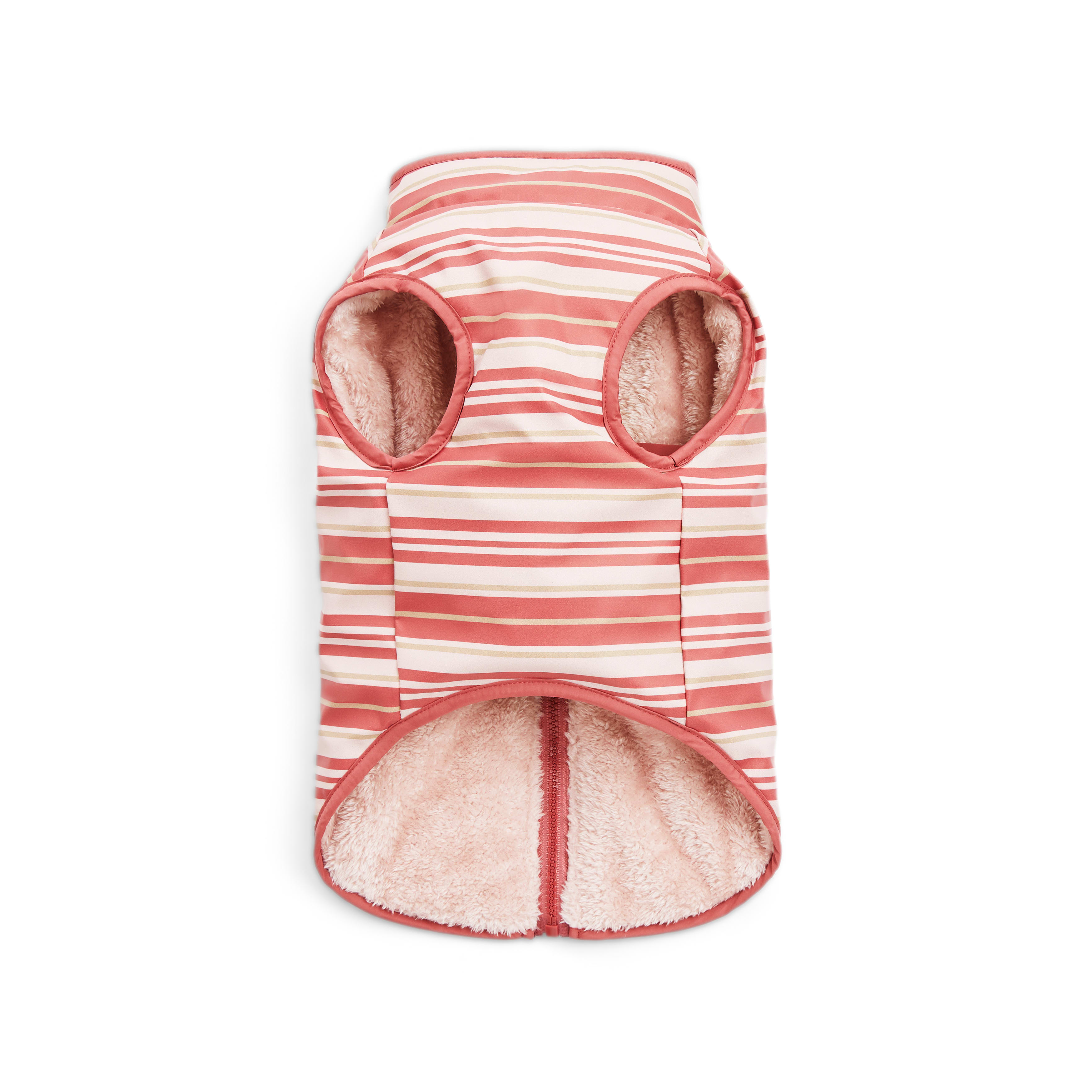 YOULY Pink Reversible Stripe Pet Jacket， XX-Small