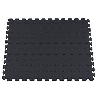 Norsk Multi-Purpose Black 18.3 in. x 18.3 in. PVC Garage Flooring Tile with Raised Coin Pattern (6-Pieces) NSMPRC6BLK