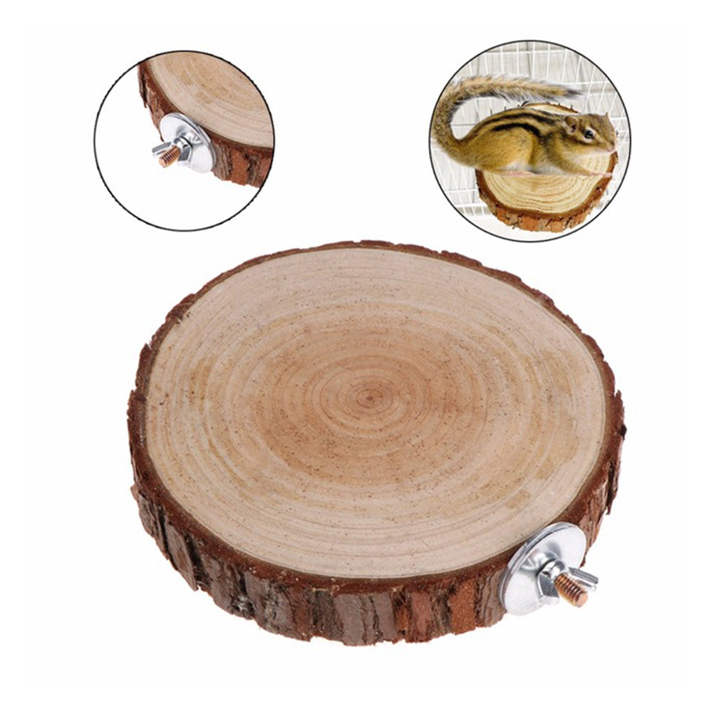 HOMEMAXS 8-12CM Round Wooden Springboard Pet Parrot Wood Platform Stand Rack Toy Hamster Station Board Branch Perches For Bird Cage