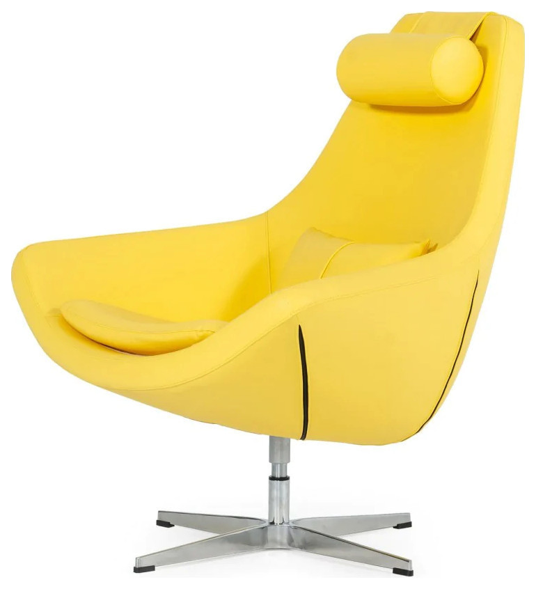 Pearce Modern Yellow Eco Leather Accent Chair   Midcentury   Armchairs And Accent Chairs   by Rustic Home Furniture Deco  Houzz