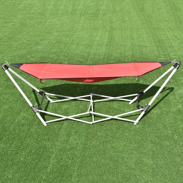 Costway Red Portable Folding Hammock Lounge Camping Bed Steel Frame Stand W carry Bag