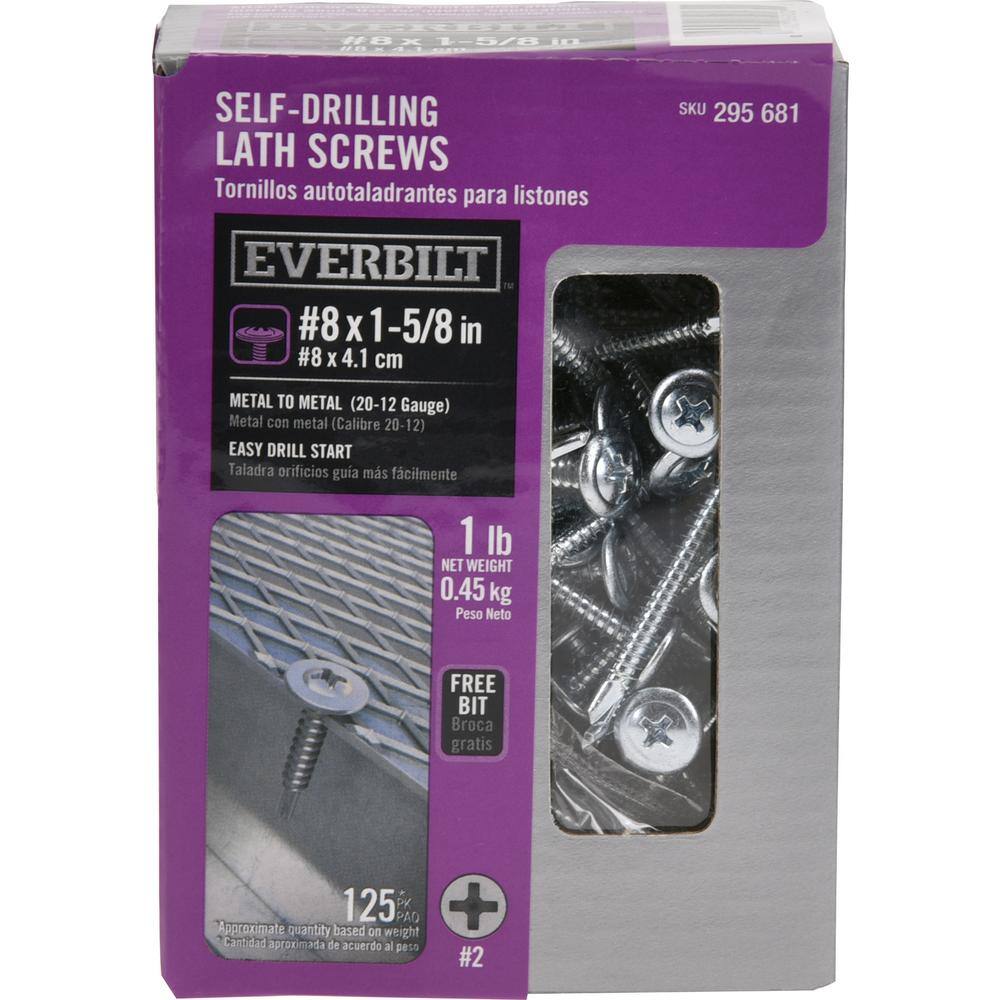 Everbilt #8 x 1-58 in. Truss Head Phillips Drive Lath Self-Drilling Screw 1 lb.-Box (125-Pack) 117264