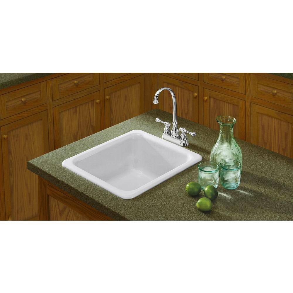 KOHLER IronTones Drop-InUndermount Cast-Iron 17 in. Single Basin Kitchen Sink in Ice Grey K-6584-95