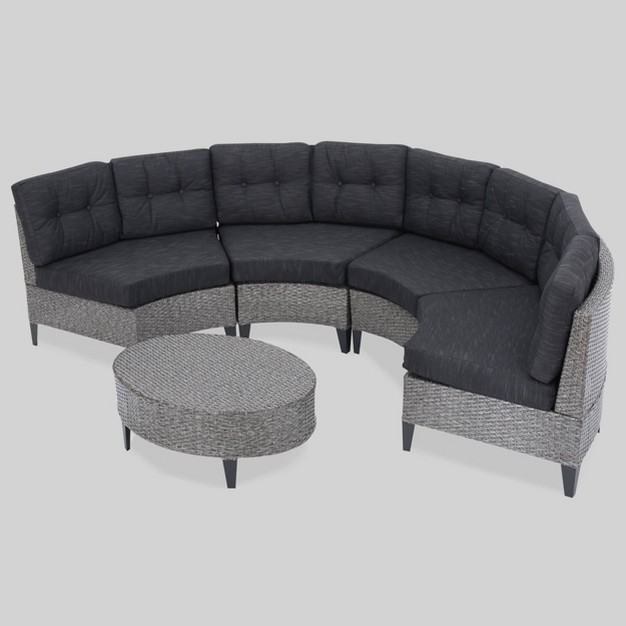 Navagio 5pc Wicker Sofa Set Gray dark Gray Christopher Knight Home