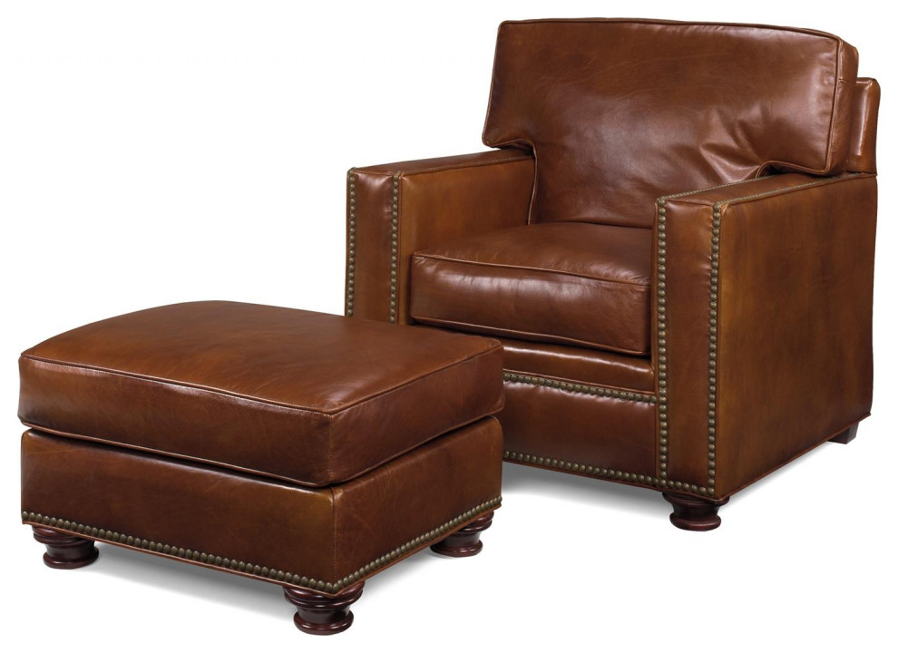 Ottoman Wood Leather Removable Leg Hand Crafted MK 289   Traditional   Footstools And Ottomans   by EuroLuxHome  Houzz