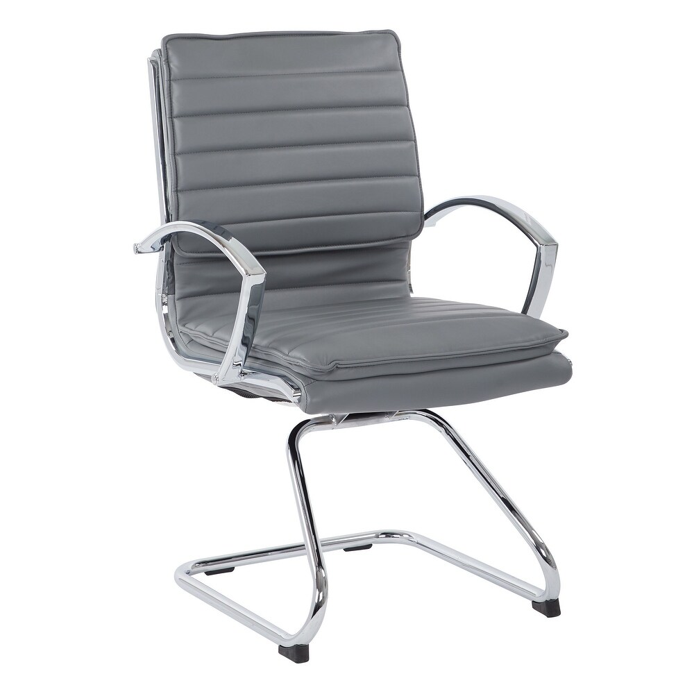 Guest Professional Faux Leather Chair with Chrome Sled Base and Removable Sleeves