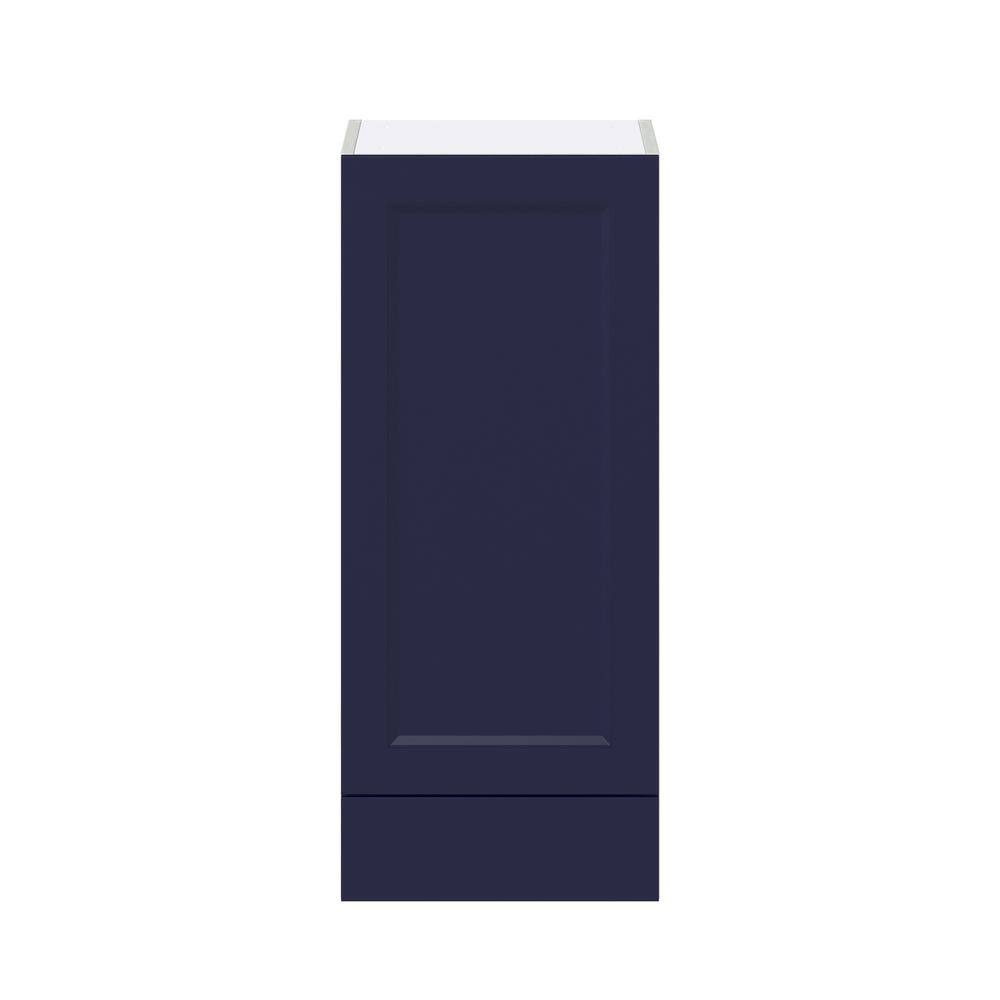 J COLLECTION Devon 15 in. W x 35 in. H x 14 in. D Painted Blue Shaker Assembled Wall Kitchen Cabinet with a Drawer DSW1535A(LR)-DV