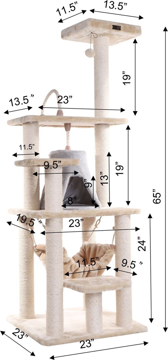 Armarkat 65-in Faux Fur Cat Tree and Condo