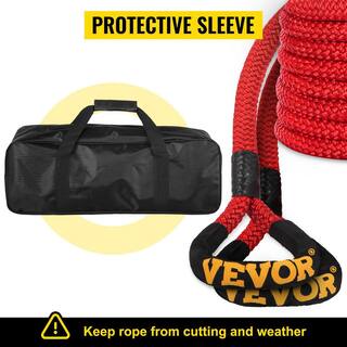 VEVOR 78 in. x 21 ft. Kinetic Recovery Rope 21970 lbs. Heavy Duty Nylon Double Braided Kinetic Energy Rope w Carry Bag Red JYSBLS2197022UJK7V0