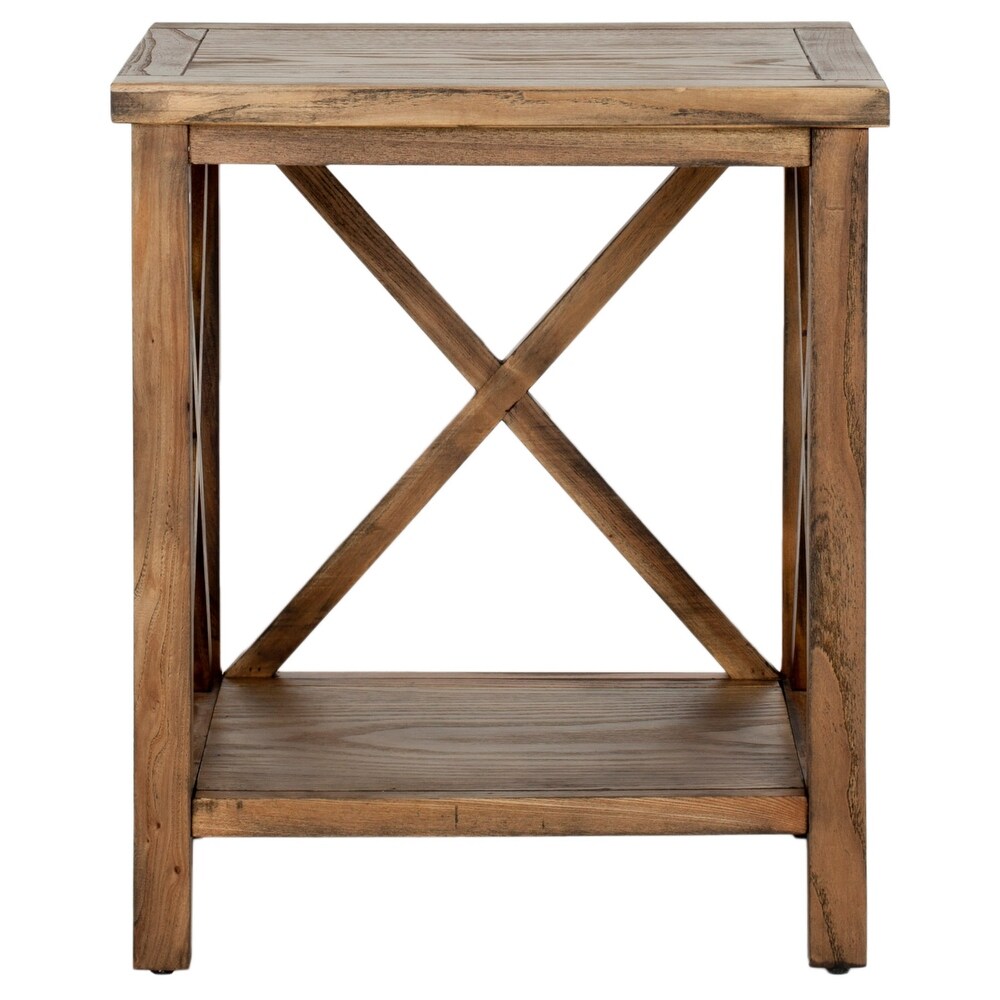 SAFAVIEH Cadence Oak Cross Back Table   18.1\