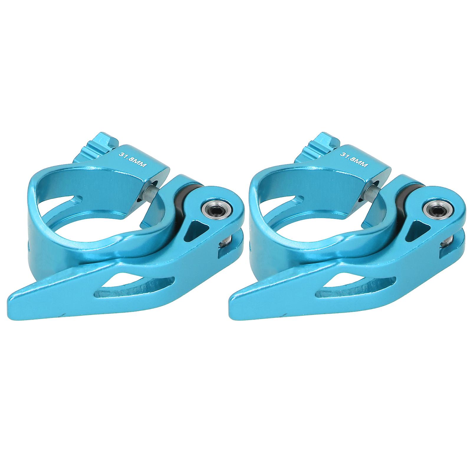 2pcs C73 Aluminium Alloy 31.8mm Mountain Bike Quick Release Seatpost Clip Bicycle Tube Clampblue