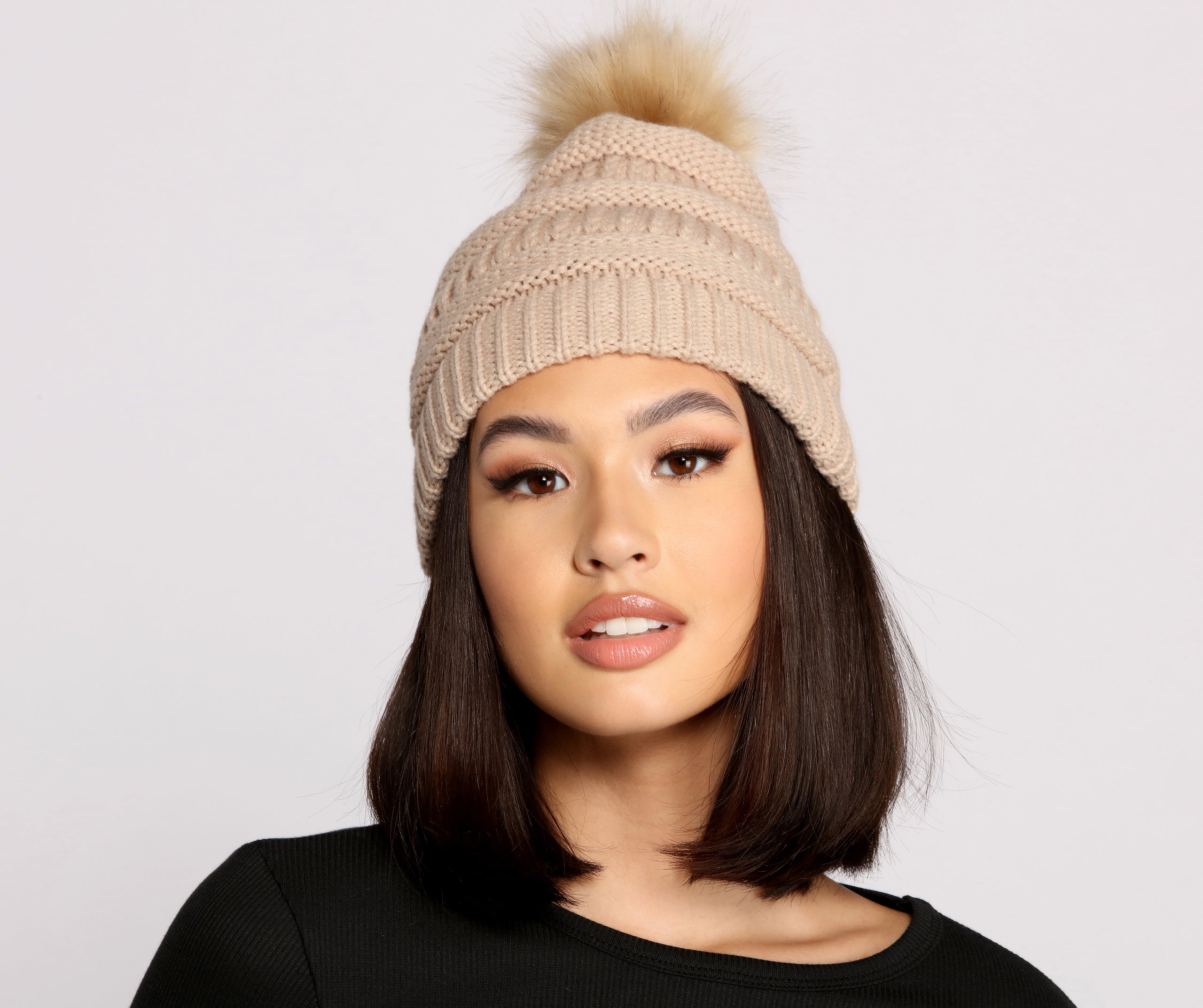 Chunky Knit Pom Beanie