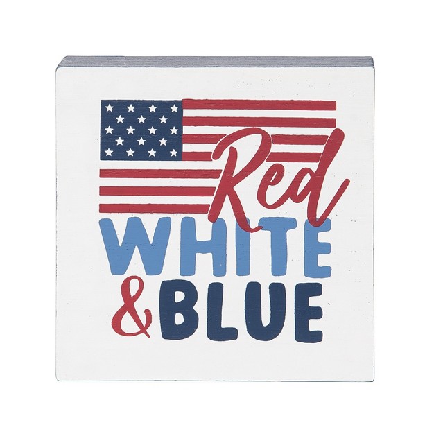 C amp f Home Red White amp Blue 4th Of July Shelf Block