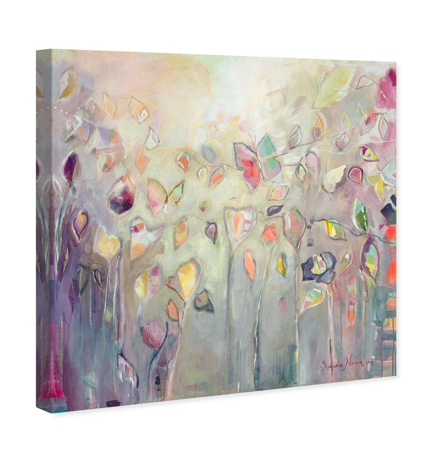 Runway Avenue Abstract Wall Art Canvas Prints and#8216;Michaela Nessim  Butterfly Paint  Purple， Green