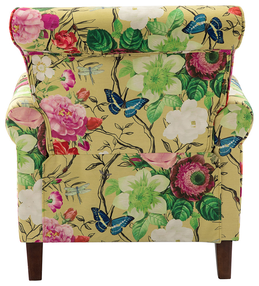 Wooden Upholstered Armchair   Traditional   Armchairs And Accent Chairs   by Karat Home  Houzz