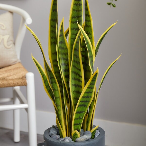 3' Sansevieria Artificial Plant in Gray Bullet Planter