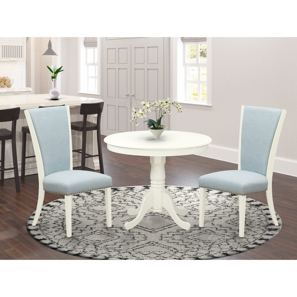 East West Furniture Kitchen Table   Chairs Set   a Round Dining Table with Pedestal and Parsons Chairs (FINISH   PIECES OPTION)