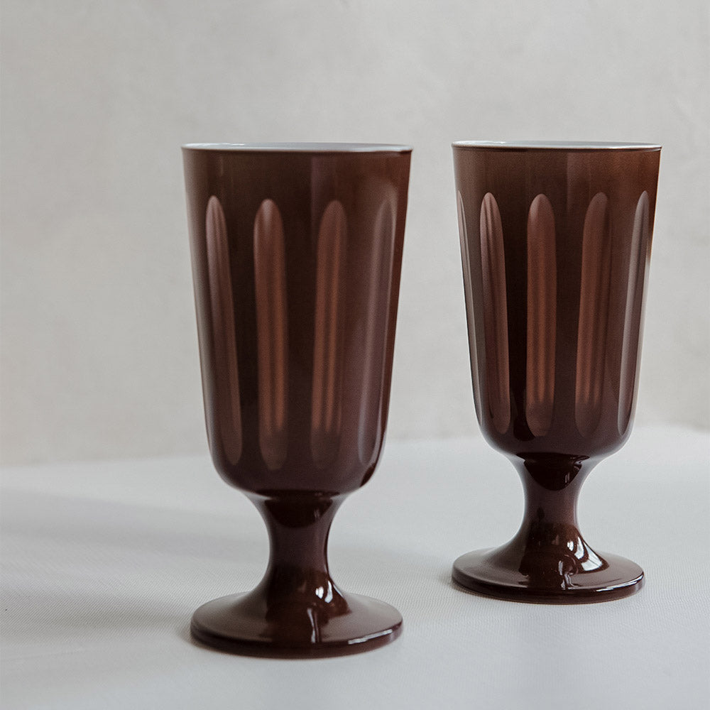 Footed Drinking Glass Set - Chestnut