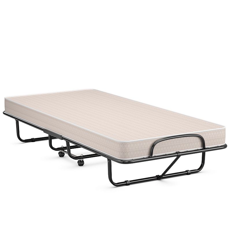 Rollaway Guest Bed with Sturdy Steel Frame and Memory Foam Mattress