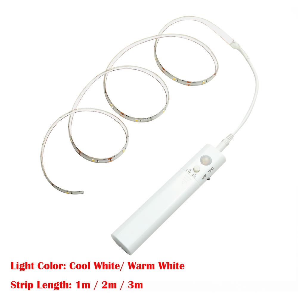 Warm White-2 Meter Led Motion Sensor Light Flexible Night Light Strip For Wardrobe/cabinet/cupboard/stairs/under Bed 1m/2m/3m