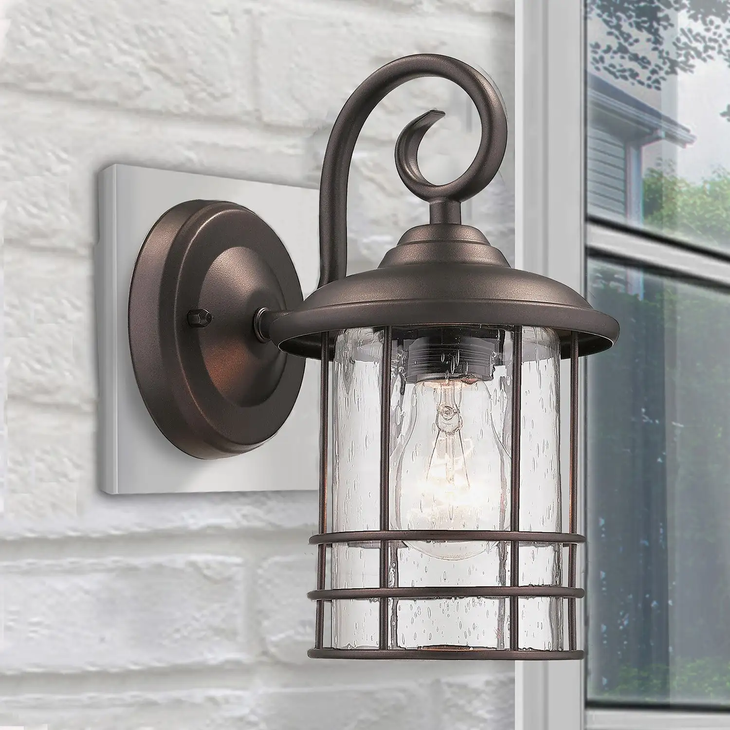 1-Light Outdoor Wall Light with Oil Rubbed Bronze (Set of 2) - 9.8*5.5*7.5 Shopping - The Best Deals on Outdoor Wall Lanterns | 38989481