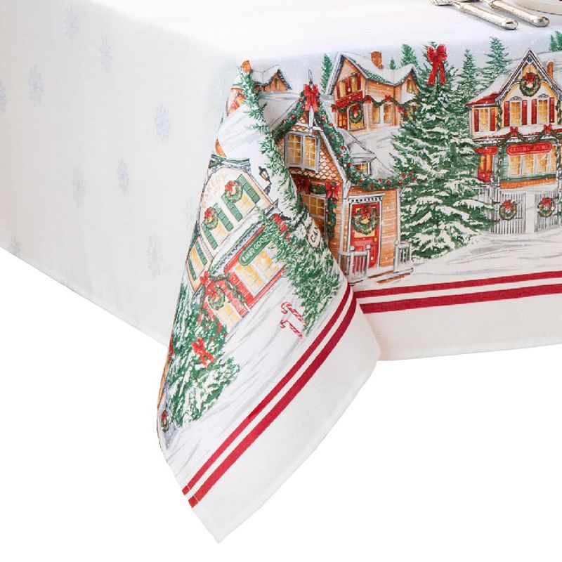 Elrene Home Fashions Storybook Christmas Village Holiday Rectangle Tablecloth