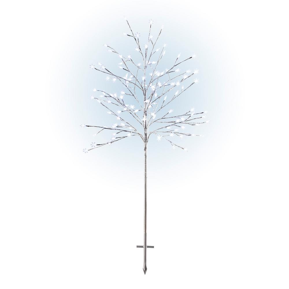 Alpine Corporation 58 in. Tall Frosty Christmas Snowflake Tree with Cool White LED Lights LAN252L