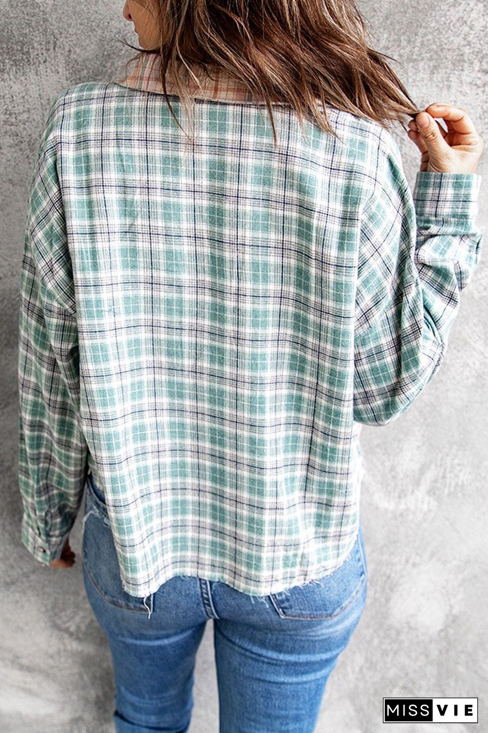 Two Tones Checked Jacket Shacket Women Wholesale