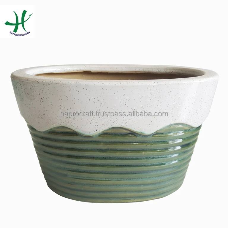 New design 2021 Glazed Ceramic flower pot/ Home gardening/ indoor potterry planters with morden pattern